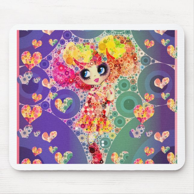Beautiful Rainbow KAWAII Girl PinkyP Harajuku Mouse Pad (Front)