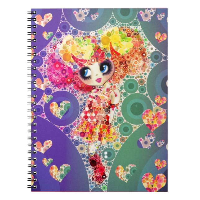 Beautiful Rainbow KAWAII Girl PinkyP Harajuku Notebook (Front)