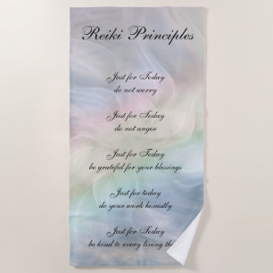 Beautiful Rainbow Mandala Reiki Principles Beach Towel