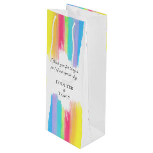 Beautiful Rainbow Personalised LGBTQ Wedding Wine Gift Bag