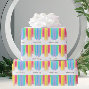 Beautiful Rainbow Personalised Wedding Wrapping Paper