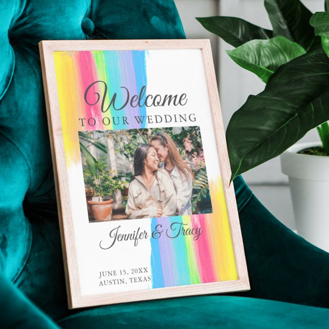 Beautiful Rainbow Photo Welcome to Our Wedding Poster (Creator Uploaded)