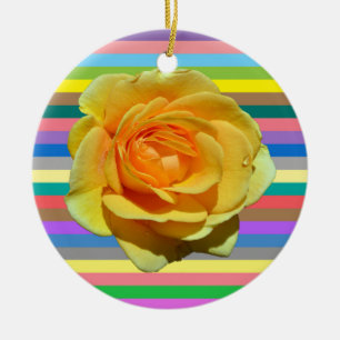 Beautiful rainbow rose ceramic ornament