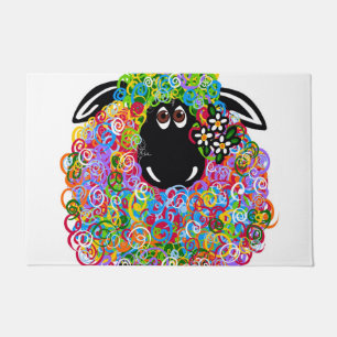 Beautiful Rainbow Sheep Of The Family Doormat