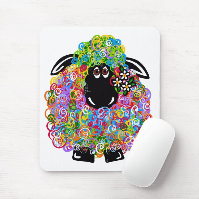 Beautiful Rainbow Sheep Of The Family Mouse Pad (With Mouse)