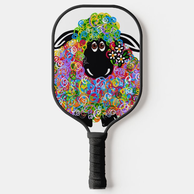 Beautiful Rainbow Sheep Of The Family Pickleball Paddle (Front)