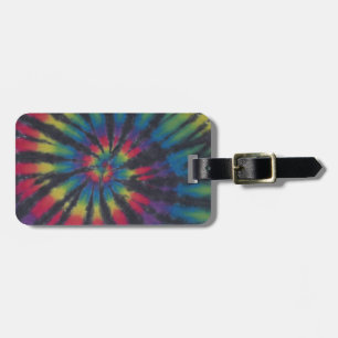 Beautiful Rainbow Swirl Spiral Tie Dye PhatDyes Luggage Tag