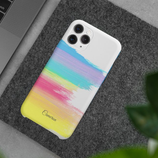 Beautiful Rainbow Watercolor Elegant Monogram iPhone Case (Creator Uploaded)