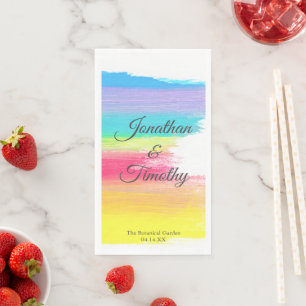 Beautiful Rainbow Wedding Custom Colourful Napkin