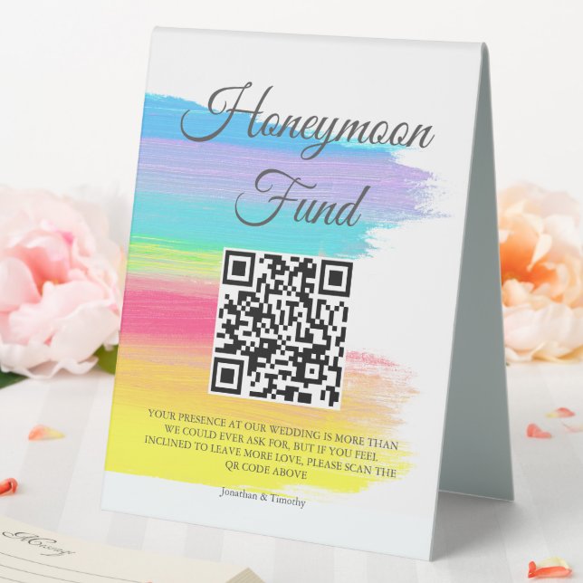 Beautiful Rainbow Wedding Honeymoon Fund QR Code (In SItu (Wedding))