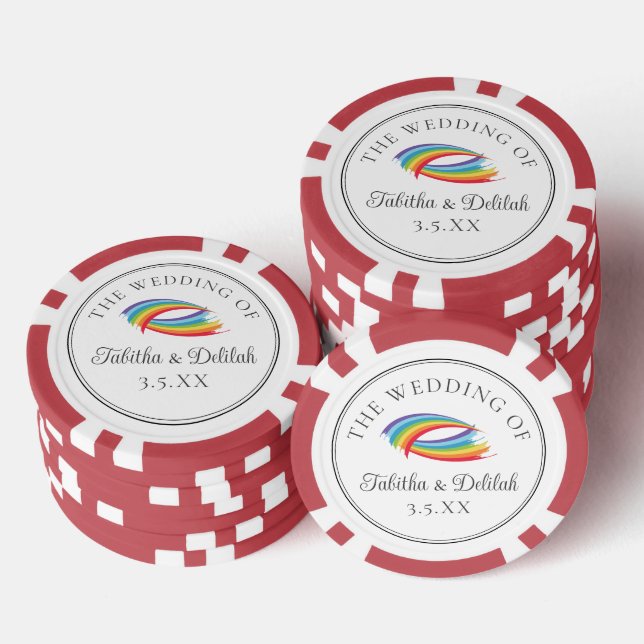 Beautiful Rainbow Wedding Personalized Poker Chips (Stack)