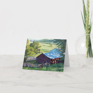 Beautiful Ranch Scene With Colourful Barn  Invitation