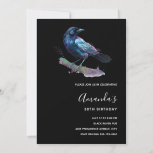 Beautiful Raven on a Tree Branch Birthday Invitation