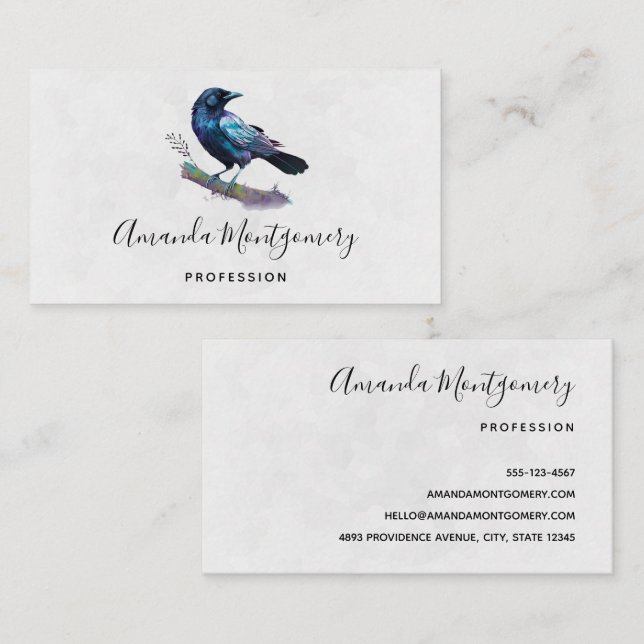 Beautiful Raven on a Tree Branch Business Card (Front/Back)