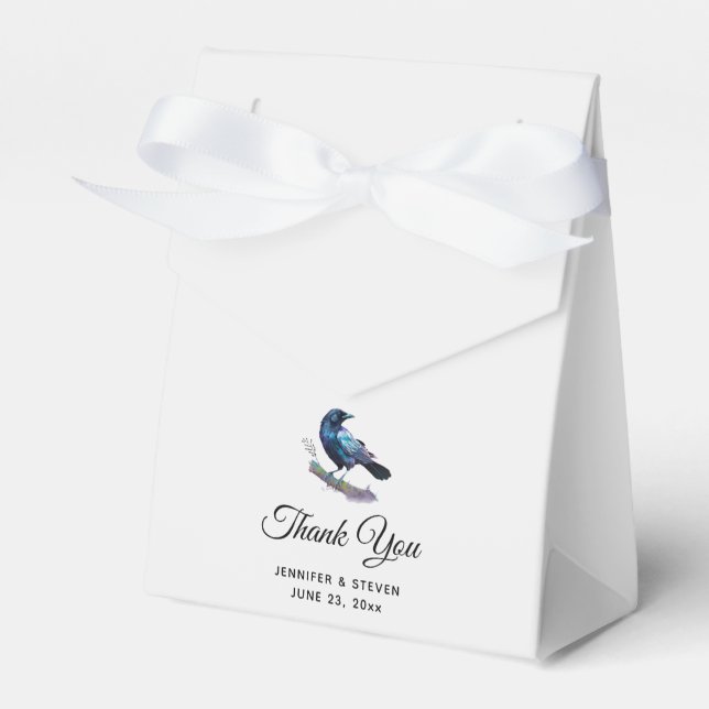 Beautiful Raven on a Tree Branch Favour Box (Front Side)