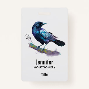 Beautiful Raven on a Tree Branch ID Badge