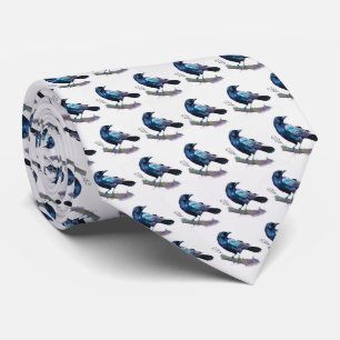 Beautiful Raven on a Tree Branch Patterned Tie