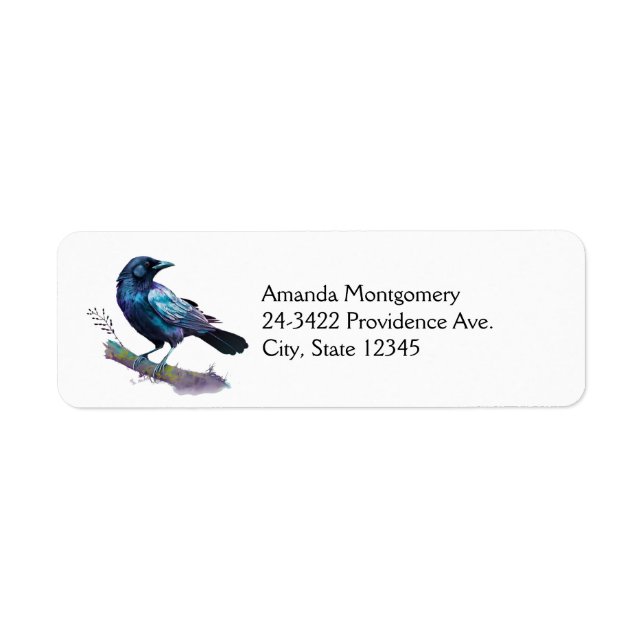 Beautiful Raven on a Tree Branch Return Address Label (Front)