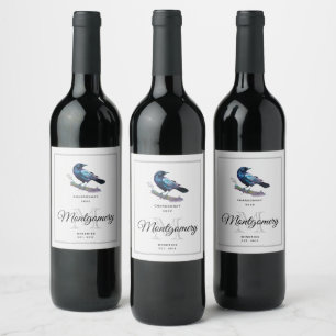 Beautiful Raven on a Tree Branch Wine Making Wine Label
