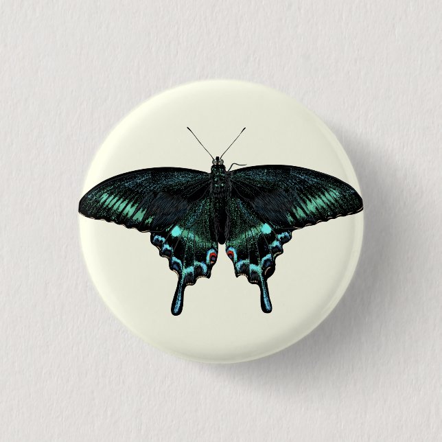 Beautiful realistic butterfly 3 cm round badge (Front)