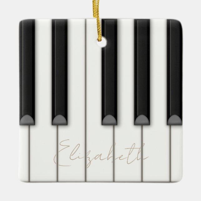 Beautiful Realistic Piano Keys Personalised Music Ceramic Ornament (Front)