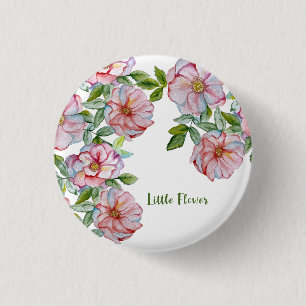 Beautiful realistic watercolor roses. 3 cm round badge