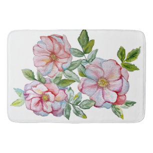 Beautiful realistic watercolor roses. bath mat