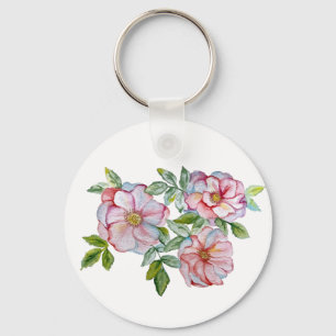 Beautiful realistic watercolor roses. key ring