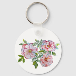 Beautiful realistic watercolor roses. key ring