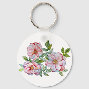 Beautiful realistic watercolor roses. key ring