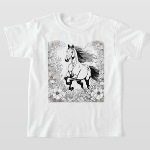 Beautiful Rearing Horse & Flowers Paint a T-Shirt