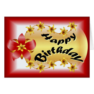 Beautiful red and gold flower in scarlet birthday