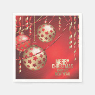 Beautiful Red and Golden Christmas Balls Napkin