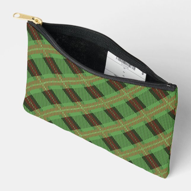 Beautiful Red and Green Plaid Pattern Accessory Pouch (Open)