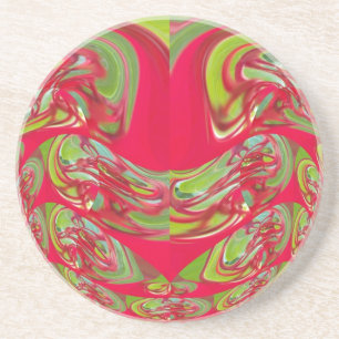 Beautiful Red and Green Texture Colour Abstract Ar Coaster