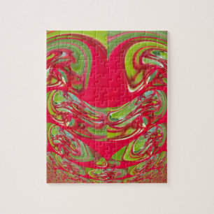 Beautiful Red and Green Texture Colour Abstract Ar Jigsaw Puzzle