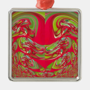Beautiful Red and Green Texture Colour Abstract Ar Metal Tree Decoration