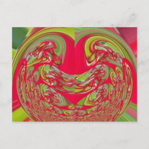 Beautiful Red and Green Texture Colour Abstract Ar Postcard