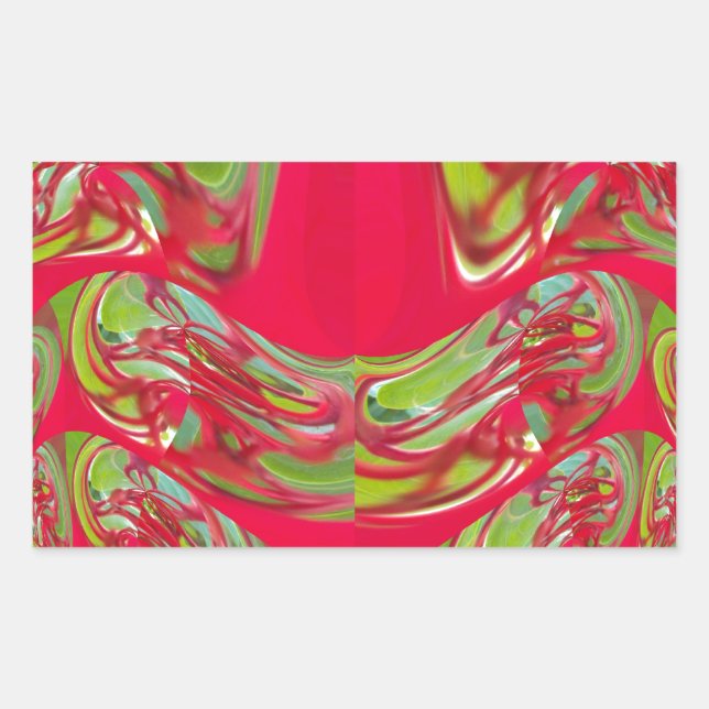 Beautiful Red and Green Texture Colour Abstract Ar Rectangular Sticker (Front)