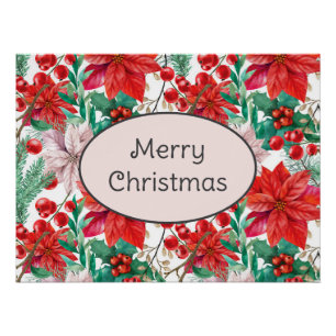 Beautiful red and white Christmas poinsettia Poster