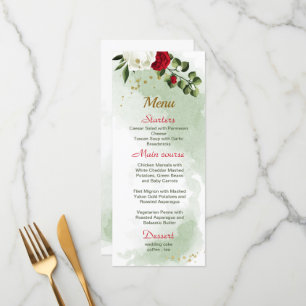 beautiful red and white flowers greenery botanical menu