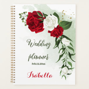 Beautiful red and white flowers greenery planner