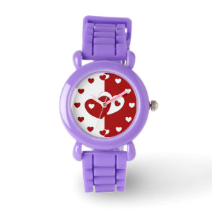 Beautiful Red And White Love Hearts Children's Watch