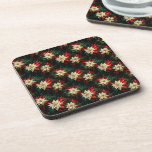 Beautiful Red and White Poinsettias Coaster