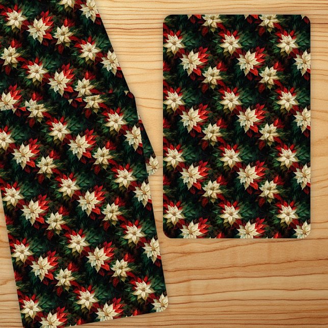 Beautiful Red and White Poinsettias Playing Cards (Creator Uploaded)