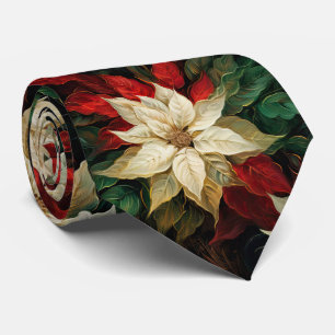 Beautiful Red and White Poinsettias Tie
