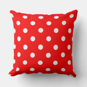 Beautiful Red and White Polka Dots Pattern Cushion