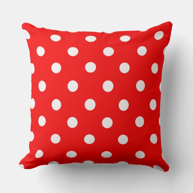 Beautiful Red and White Polka Dots Pattern Cushion (Front)