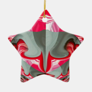 Beautiful Red ash grey geometric motif ART design Ceramic Ornament