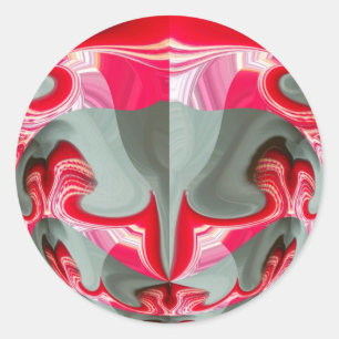 beautiful Red ash grey geometric motif ART design Classic Round Sticker